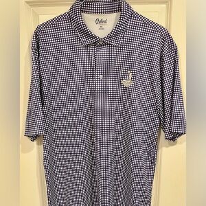 Pinehurst 1895 logo Oxford Men's purple and White Checkered Polo